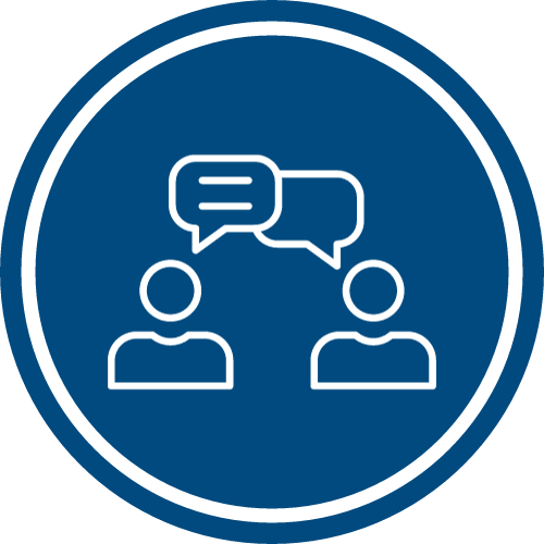 Cartoon of two people talking