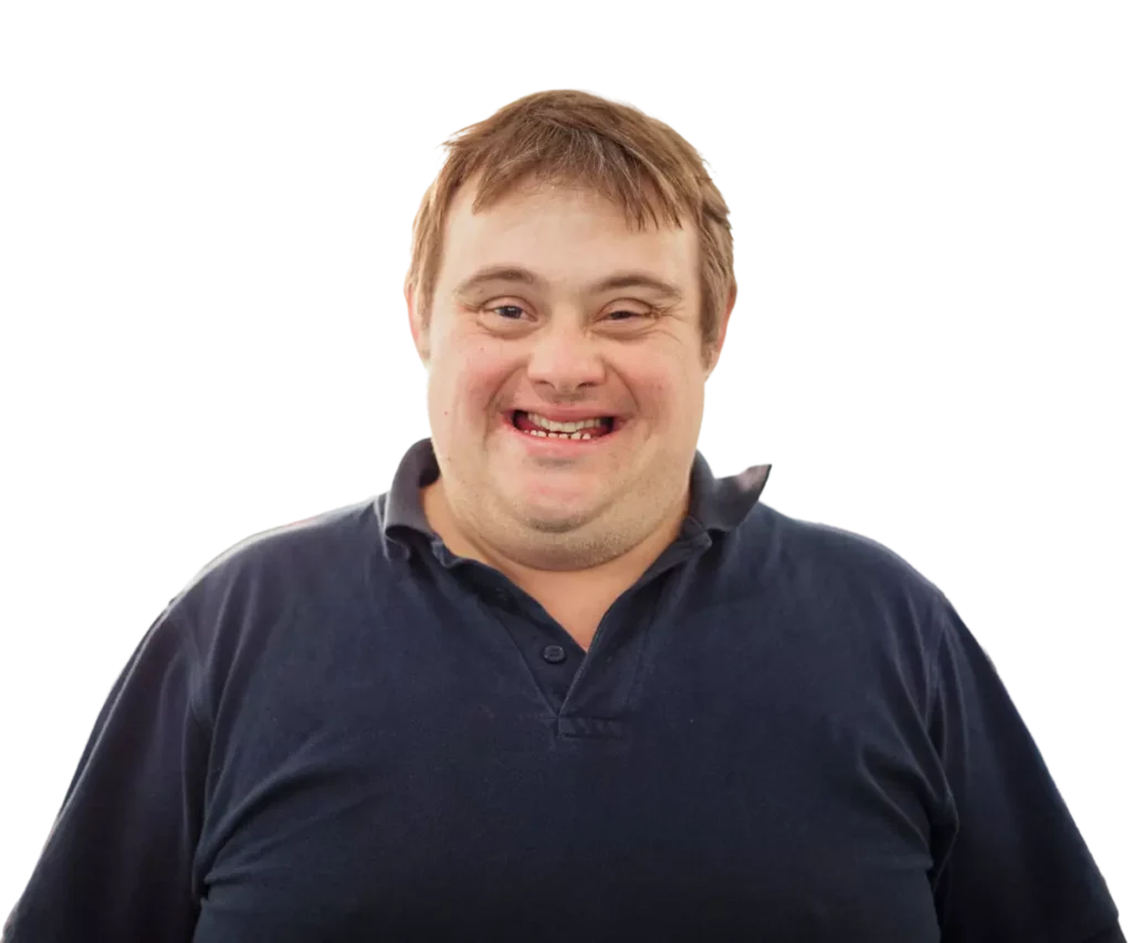 Disabled man smiling at camera